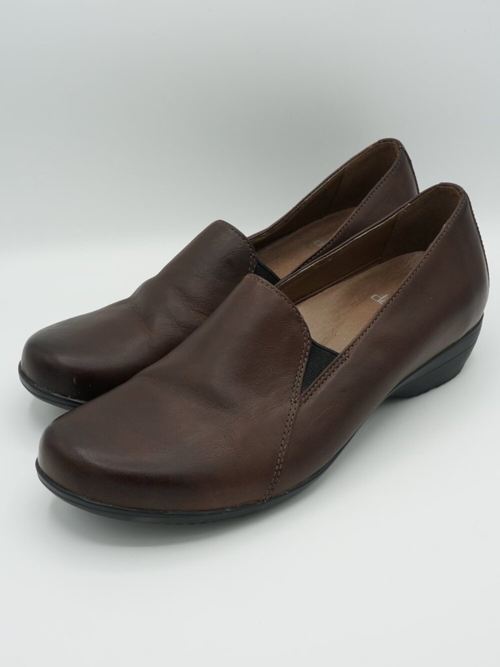 Dansko Women's EU 38 (US 7.5-8) Brown Leather Slip-On Wedge Loafers Comfort Shoe